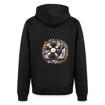 Schallplatten Lp Sammler Schallplattenliebhaber - Unisex Premium Bio Zip Hoodie - Schwarz - Hinten - Nico (187cm)
