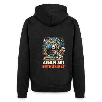 Schallplatten Lp Sammler Schallplattenliebhaber - Unisex Premium Bio Zip Hoodie - Schwarz - Hinten - Nico (187cm)