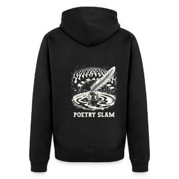 Poetry Slam Writer Poet Literature Slam Poetry Day - Unisex Premium Bio Zip Hoodie - Schwarz - Hinten - Nico (187cm)