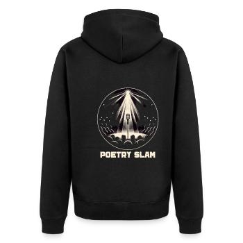 Poetry Slam Writer Poet Literature Slam Poetry Day - Unisex Premium Bio Zip Hoodie - Schwarz - Hinten - Nico (187cm)