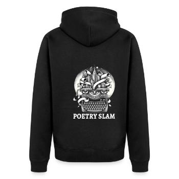 Poetry Slam Writer Poet Literature Slam Poetry Day - Unisex Premium Bio Zip Hoodie - Schwarz - Hinten - Nico (187cm)