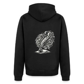 Poetry Slam Writer Poet Literature Slam Poetry Day - Unisex Premium Bio Zip Hoodie - Schwarz - Hinten - Nico (187cm)