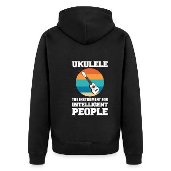 Lustiger Ukelele -Liebhaber Luthier - Unisex Premium Bio Zip Hoodie - Schwarz - Hinten - Nico (187cm)