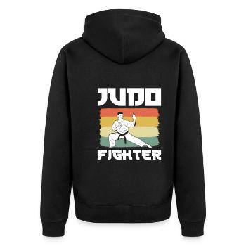 Judo -Kampfkunst Judoka - Unisex Premium Bio Zip Hoodie - Schwarz - Hinten - Nico (187cm)