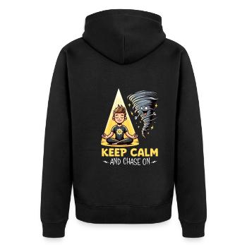 Meteorologie-kindertornado-sturm, Der Sturm-fan - Unisex Premium Bio Zip Hoodie - Schwarz - Hinten - Nico (187cm)