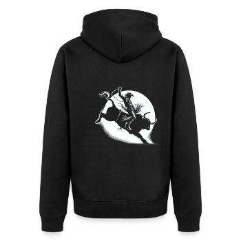 Rodeo Bull Riding Livestock Show Farmer Cattle - Unisex Premium Bio Zip Hoodie - Schwarz - Hinten - Nico (187cm)