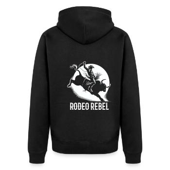 Rodeo Bull Riding Livestock Show Farmer Cattle - Unisex Premium Bio Zip Hoodie - Schwarz - Hinten - Nico (187cm)
