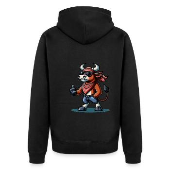 Rodeo Bull Riding Livestock Show Farmer Cattle - Unisex Premium Bio Zip Hoodie - Schwarz - Hinten - Nico (187cm)