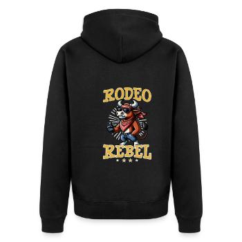 Rodeo Bull Riding Livestock Show Farmer Cattle - Unisex Premium Bio Zip Hoodie - Schwarz - Hinten - Nico (187cm)