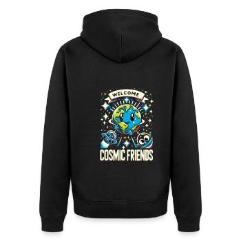 T-shirt avec Rejoignez Cosmic Friends: Out-of-t - Veste à capuche bio Premium Unisexe - noir - Dos - Nico (187cm)