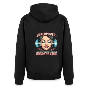 Asmr Whispering Asmr Enthusiast Mindfulness - Unisex Premium Bio Zip Hoodie - Schwarz - Hinten - Nico (187cm)