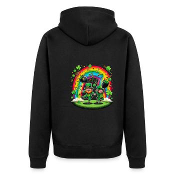 Irish Dancing Ireland Outfit Irish Music - Unisex Premium Bio Zip Hoodie - Schwarz - Hinten - Nico (187cm)