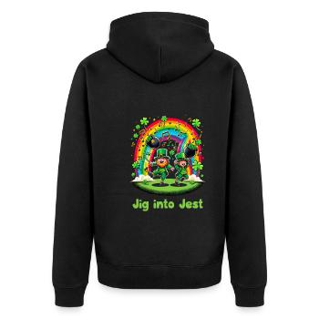 Irish Dancing Ireland Outfit Irish Music - Unisex Premium Bio Zip Hoodie - Schwarz - Hinten - Nico (187cm)