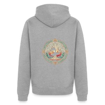 Irish Dancing Ireland Outfit Irish Music - Unisex Premium Bio Zip Hoodie - Grau meliert - Hinten - Nico (187cm)
