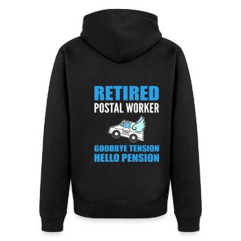 Lustiger pensionierter Postarbeiter Briefträger - Unisex Premium Bio Zip Hoodie - Schwarz - Hinten - Nico (187cm)