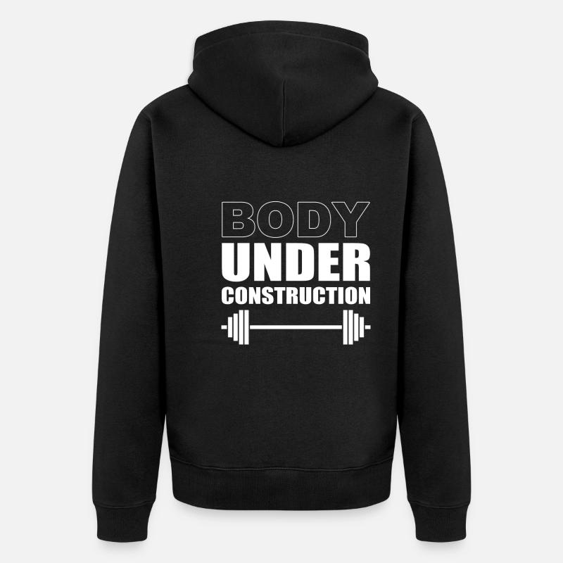 Body Under Construction Fitnesstrainer - Unisex Premium Bio Zip Hoodie - Schwarz