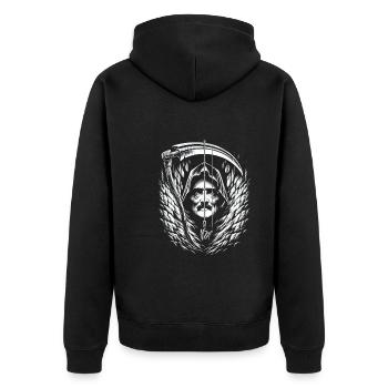 Edgar Allan Poe Fan, Klassische Literatur, - Unisex Premium Bio Zip Hoodie - Schwarz - Hinten - Nico (187cm)