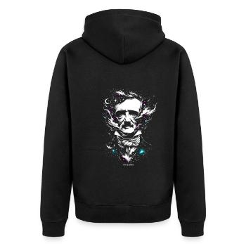 Edgar Allan Poe Fan, Klassische Literatur, - Unisex Premium Bio Zip Hoodie - Schwarz - Hinten - Nico (187cm)