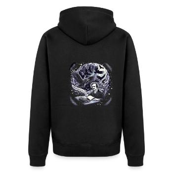 Edgar Allan Poe Fan, Klassische Literatur, - Unisex Premium Bio Zip Hoodie - Schwarz - Hinten - Nico (187cm)