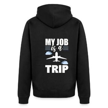 My Job Is A Trip Flugbegleiter - Unisex Premium Bio Zip Hoodie - Schwarz - Hinten - Nico (187cm)