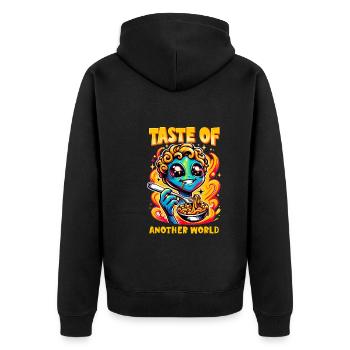Alien Extraterrestrial Area 51 Ufo Space Geek - Unisex Premium Bio Zip Hoodie - Schwarz - Hinten - Nico (187cm)