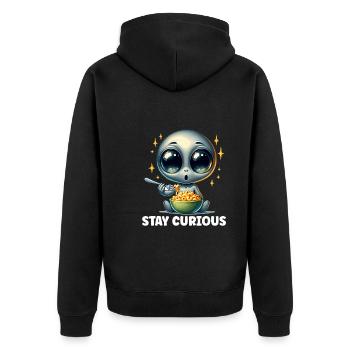 Alien Extraterrestrial Area 51 Ufo Space Geek - Unisex Premium Bio Zip Hoodie - Schwarz - Hinten - Nico (187cm)