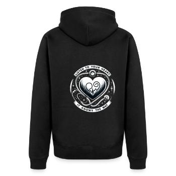 Gesunder Herzschlag Februar-herzbewusstsein - Unisex Premium Bio Zip Hoodie - Schwarz - Hinten - Nico (187cm)