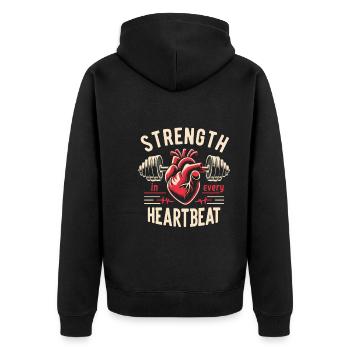 Gesunder Herzschlag Februar-herzbewusstsein - Unisex Premium Bio Zip Hoodie - Schwarz - Hinten - Nico (187cm)