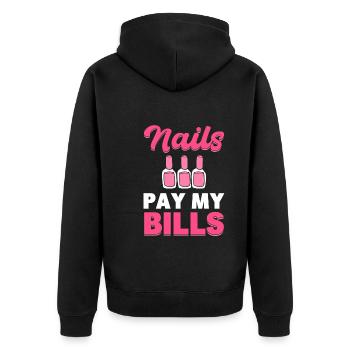Lustiger Nagel -Techniker Nagelkünstler - Unisex Premium Bio Zip Hoodie - Schwarz - Hinten - Nico (187cm)