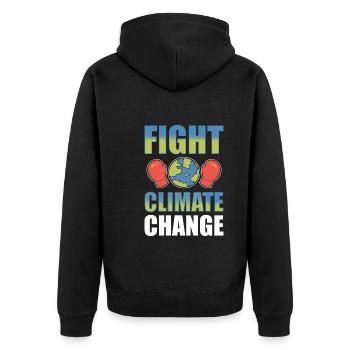 Fight Climate Change Umweltschützer - Unisex Premium Bio Zip Hoodie - Schwarz - Hinten - Nico (187cm)