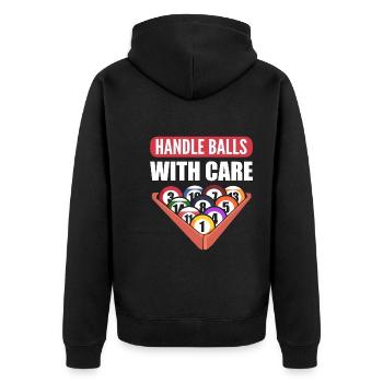Lustiger Billard Billardspieler - Unisex Premium Bio Zip Hoodie - Schwarz - Hinten - Nico (187cm)