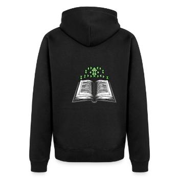 Geschenk Für Buchliebhaber Mit - Unisex Premium Bio Zip Hoodie - Schwarz - Hinten - Nico (187cm)
