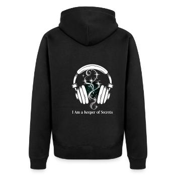 Gift for book lovers with - Unisex Premium Organic Zip Hoodie - black - Back - Nico (187cm)