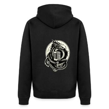 Gift for book lovers with - Unisex Premium Organic Zip Hoodie - black - Back - Nico (187cm)