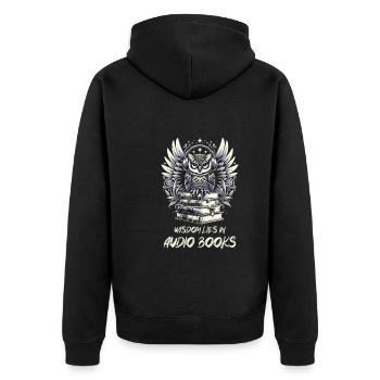 Gift for book lovers with - Unisex Premium Organic Zip Hoodie - black - Back - Nico (187cm)