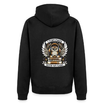 Gift for book lovers with - Unisex Premium Organic Zip Hoodie - black - Back - Nico (187cm)