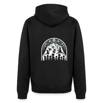 Puppet Mastery Shadow Play Ventriloquist Gift - Unisex Premium Organic Zip Hoodie - black - Back - Nico (187cm)
