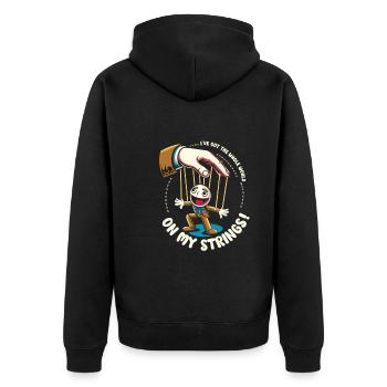 Puppet Mastery Shadow Play ventriloquist gift - Unisex Premium Organic Zip Hoodie - black - Back - Nico (187cm)