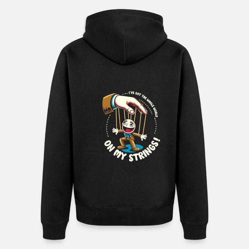 Puppet Mastery Shadow Play Bauchredner-geschenk - Unisex Premium Bio Zip Hoodie - Schwarz