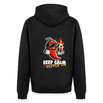 Scharfes Essen Liebhaber Von Chili Peppers Chef - Unisex Premium Bio Zip Hoodie - Schwarz - Hinten - Nico (187cm)