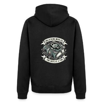 Gift for book lovers with - Unisex Premium Organic Zip Hoodie - black - Back - Nico (187cm)