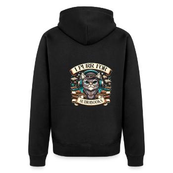 Geschenk Für Buchliebhaber Mit - Unisex Premium Bio Zip Hoodie - Schwarz - Hinten - Nico (187cm)
