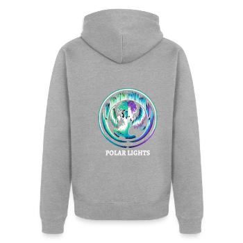 Polarlicht-aurora-verfolger Alaska Wilderness - Unisex Premium Bio Zip Hoodie - Grau meliert - Hinten - Nico (187cm)