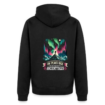 Polarlicht-aurora-verfolger Alaska Wilderness - Unisex Premium Bio Zip Hoodie - Schwarz - Hinten - Nico (187cm)