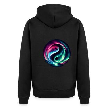 Polarlicht-aurora-verfolger Alaska Wilderness - Unisex Premium Bio Zip Hoodie - Schwarz - Hinten - Nico (187cm)