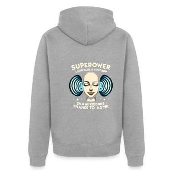 Asmr Whispering Asmr Enthusiast Mindfulness - Unisex Premium Organic Zip Hoodie - heather grey - Back - Nico (187cm)