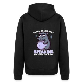Pregnancy Announcement "Maternity Expectant - Unisex Premium Organic Zip Hoodie - black - Back - Nico (187cm)