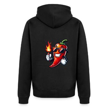 Scharfes Essen Liebhaber Von Chili Peppers Chef - Unisex Premium Bio Zip Hoodie - Schwarz - Hinten - Nico (187cm)