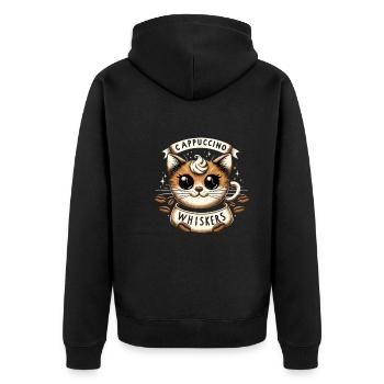 Pause-café amoureux des chats, amoureux du café chat mignon - Veste à capuche bio Premium Unisexe - noir - Dos - Nico (187cm)