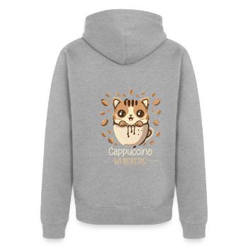 Coffee Break Cat Lover, Coffee Lover Süße Katze - Unisex Premium Bio Zip Hoodie - Grau meliert - Hinten - Nico (187cm)